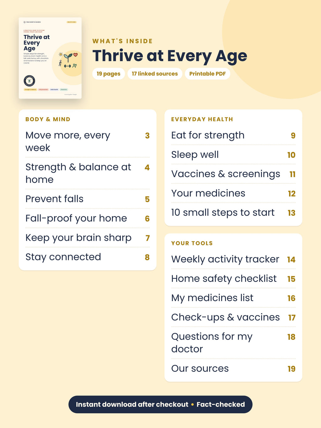Thrive at Every Age table of contents