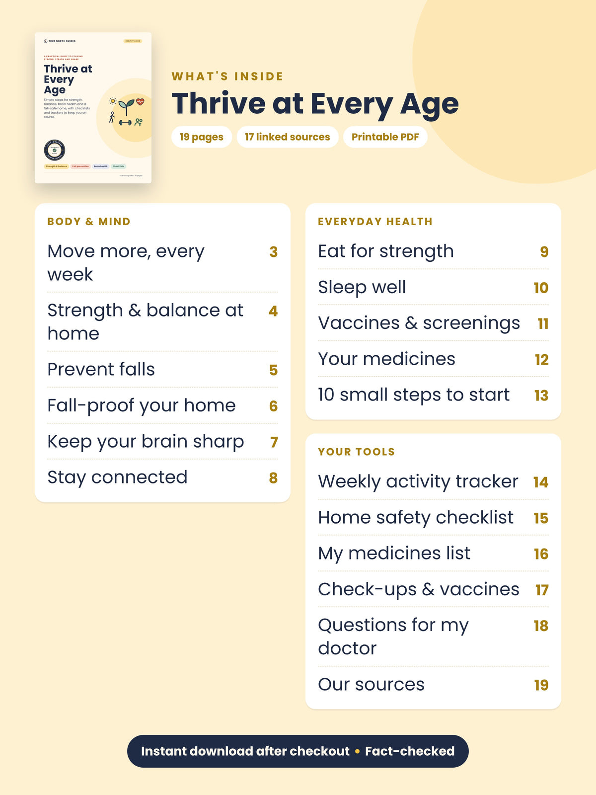 Thrive at Every Age table of contents