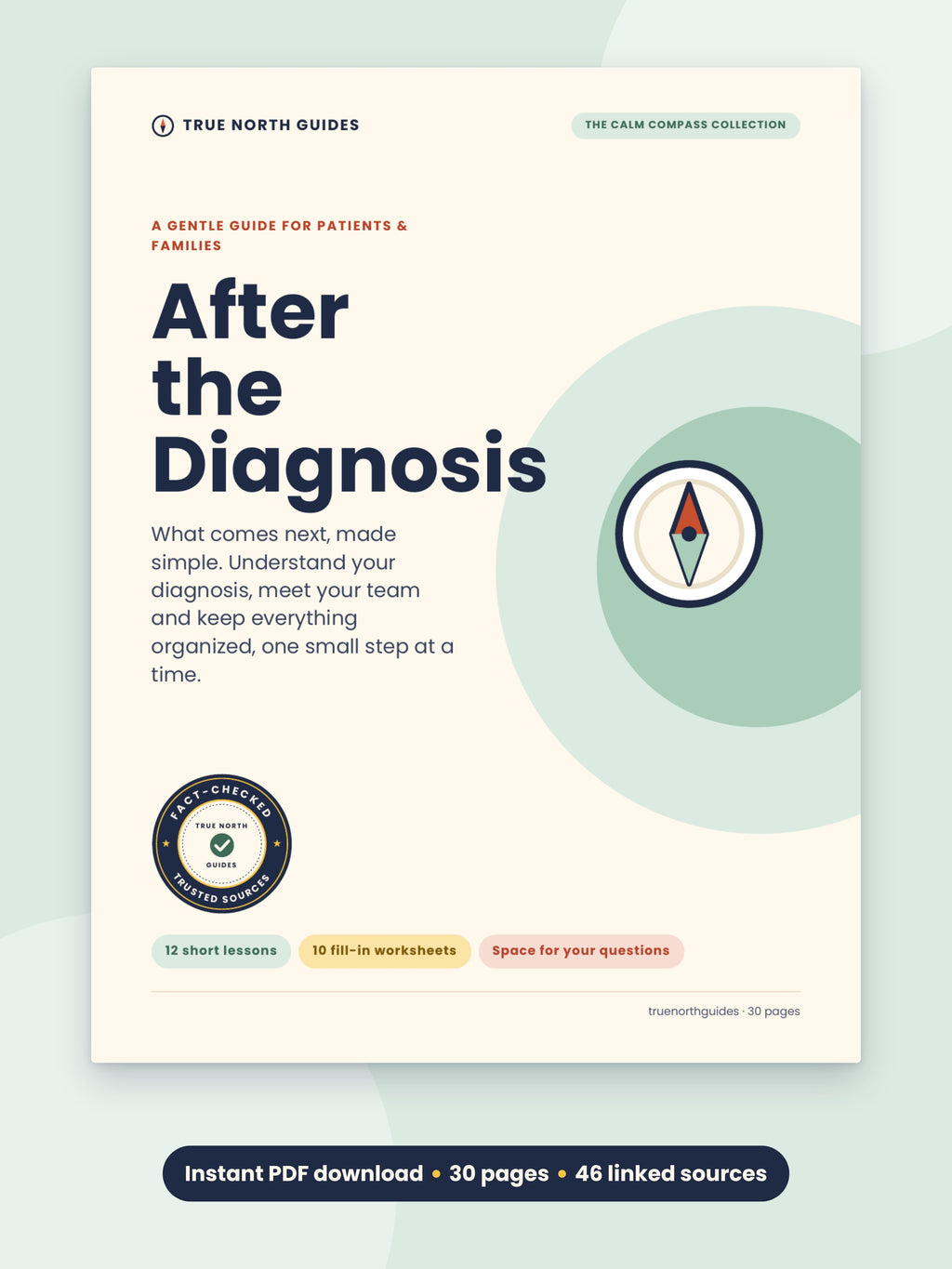 After the Diagnosis guide cover: a gentle guide for patients and families, 30-page instant PDF download